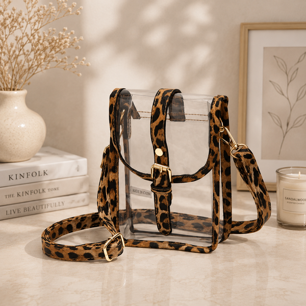 Clear Transparent Crossbody Bag - Leopard