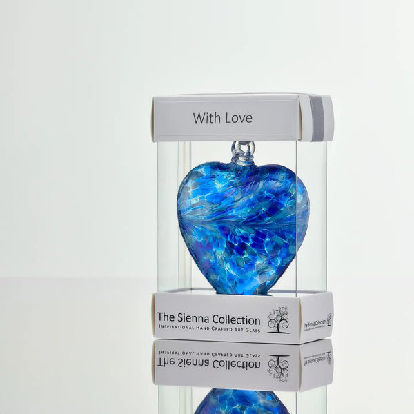 Small Hand Blown Glass Friendship Heart - Blue