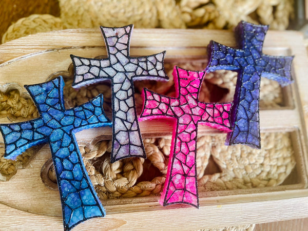 Stained Glass Cross Car Freshie