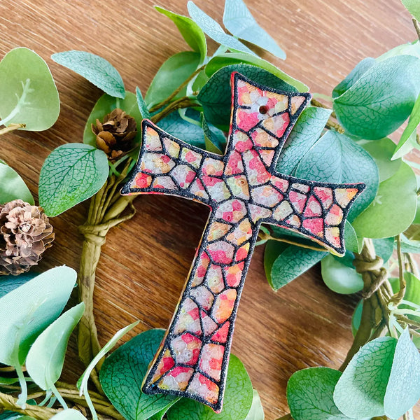 Stained Glass Cross Car Freshie