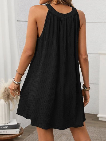 Textured Sleeveless Dress - Black