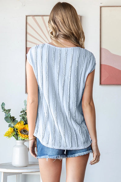 Textured Cap Sleeve Top - Blue