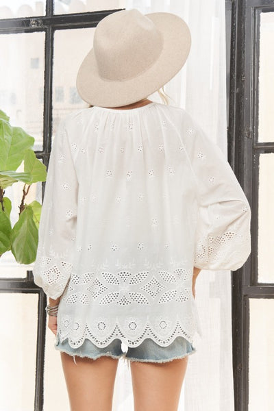 Embroidered Bohemian Top- White