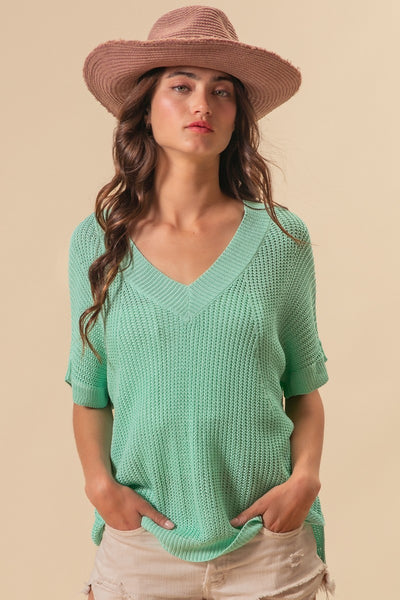 Dolman Sleeve Sweater Top - Sage