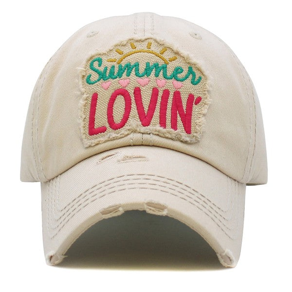 “Summer Lovin” Vintage Washed Ball Cap - Ivory