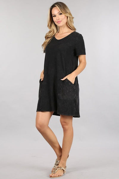 Casual Dress w/ Side Pockets - Black