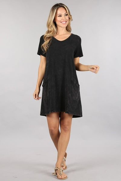 Casual Dress w/ Side Pockets - Black