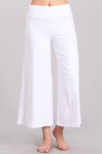 Cropped Wide Leg Pants - White