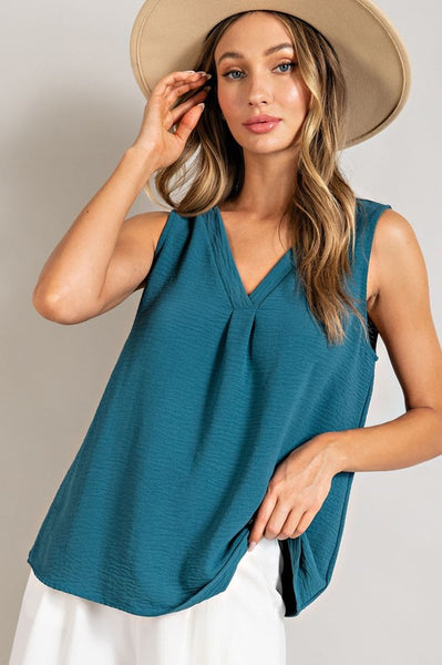 V-Neck Sleeveless Top - Teal