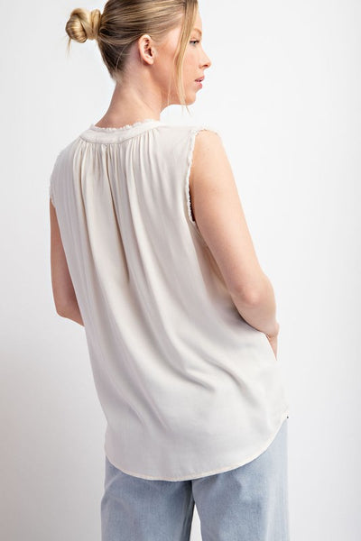 Mineral Washed Sleeveless Top - Ivory - SALE