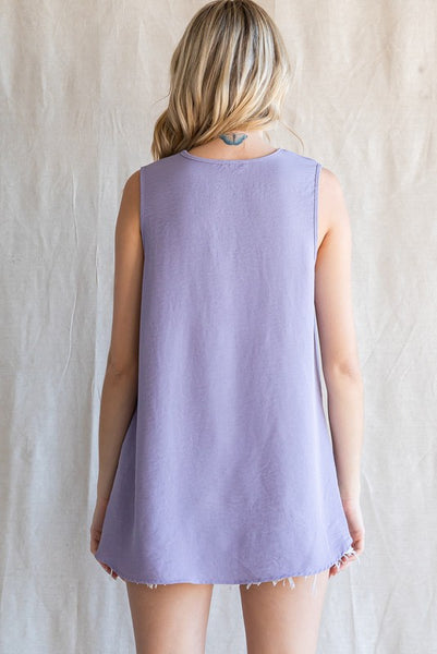 Sleeveless V-Neck Top - Lavender