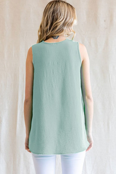 Sleeveless V-Neck Top - Aloe