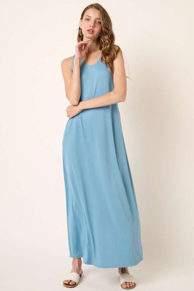 Scoop Neck Tank Maxi Dress - Chambray