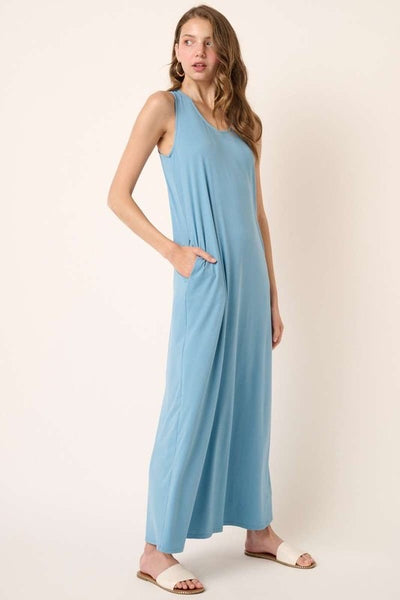 Scoop Neck Tank Maxi Dress - Chambray