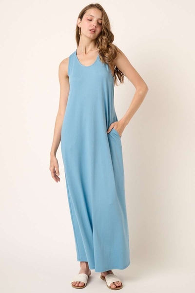 Scoop Neck Tank Maxi Dress - Chambray