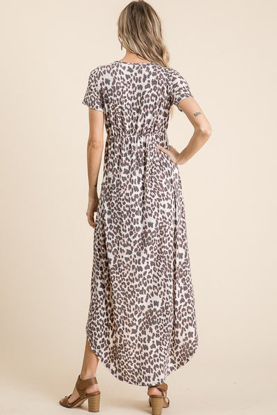 Leopard High Low Midi Dress - Leopard Print