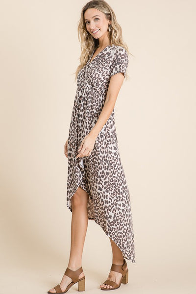 Leopard High Low Midi Dress - Leopard Print