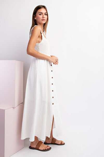 Square Neck Button Down Dress - Off White