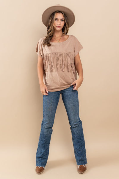 Fringed Top - Taupe