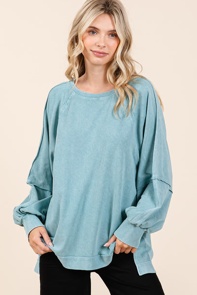 Raglan Sleeve Oversized Top - Seafoam