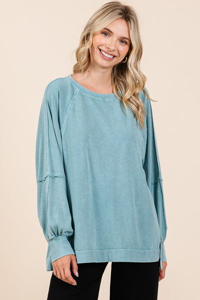 Raglan Sleeve Oversized Top - Seafoam