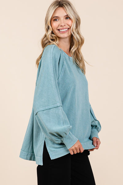 Raglan Sleeve Oversized Top - Seafoam