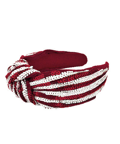 Alabama Sequin Headband - Burgundy/White