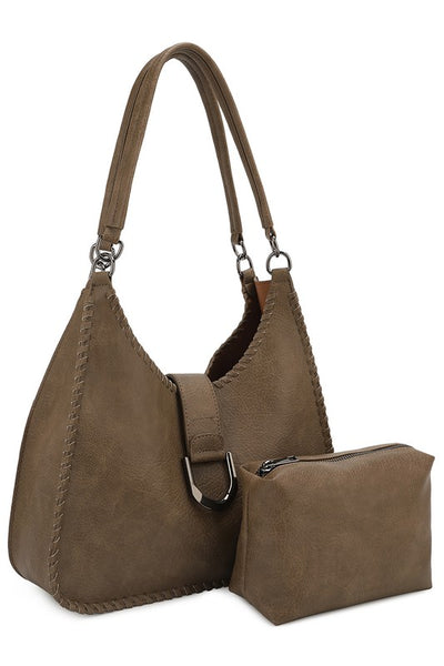 Whipstitched 2-in-1 Shoulder Bag - Stone