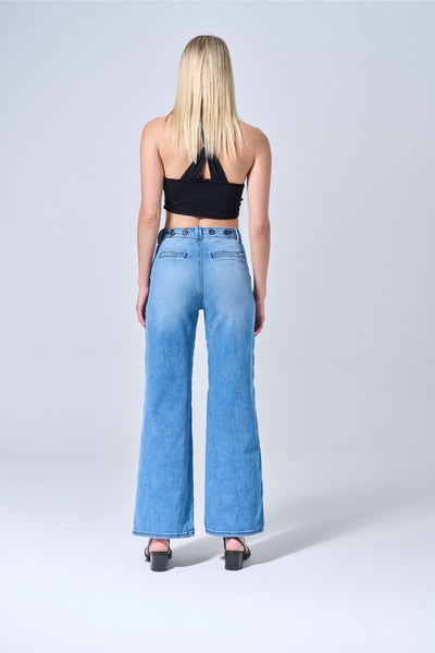 High Rise Wide Leg Jeans - Medium Wash