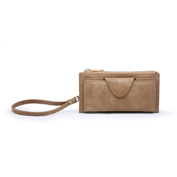 Wallet w/ Snap Closure & Zip Pocket - Taupe