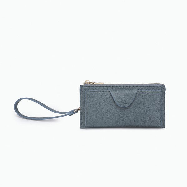 Wallet w/ Snap Closure & Zip Pocket - Denim Blue