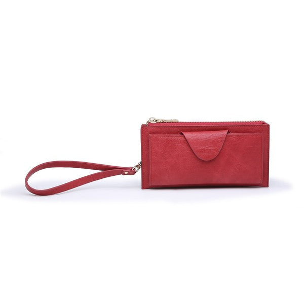 Wallet w/ Snap Closure & Zip Pocket - Red