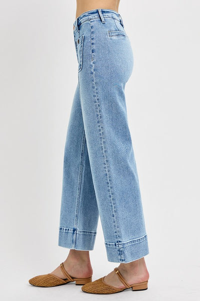 Cropped Wide Leg Jeans - Light