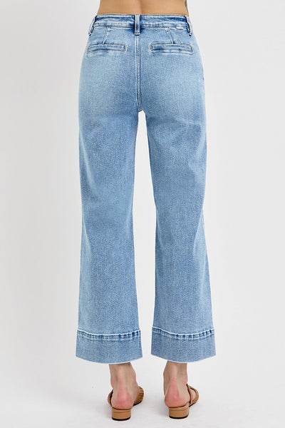 Cropped Wide Leg Jeans - Light