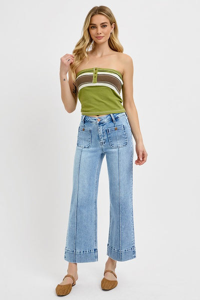 Cropped Wide Leg Jeans - Light