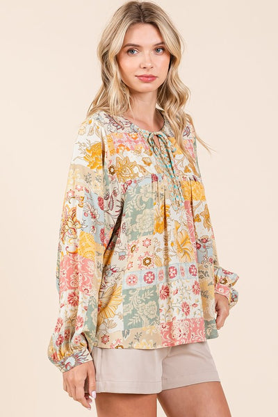 Boho Patchwork Print Blouse - Multi