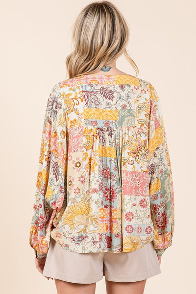 Boho Patchwork Print Blouse - Multi