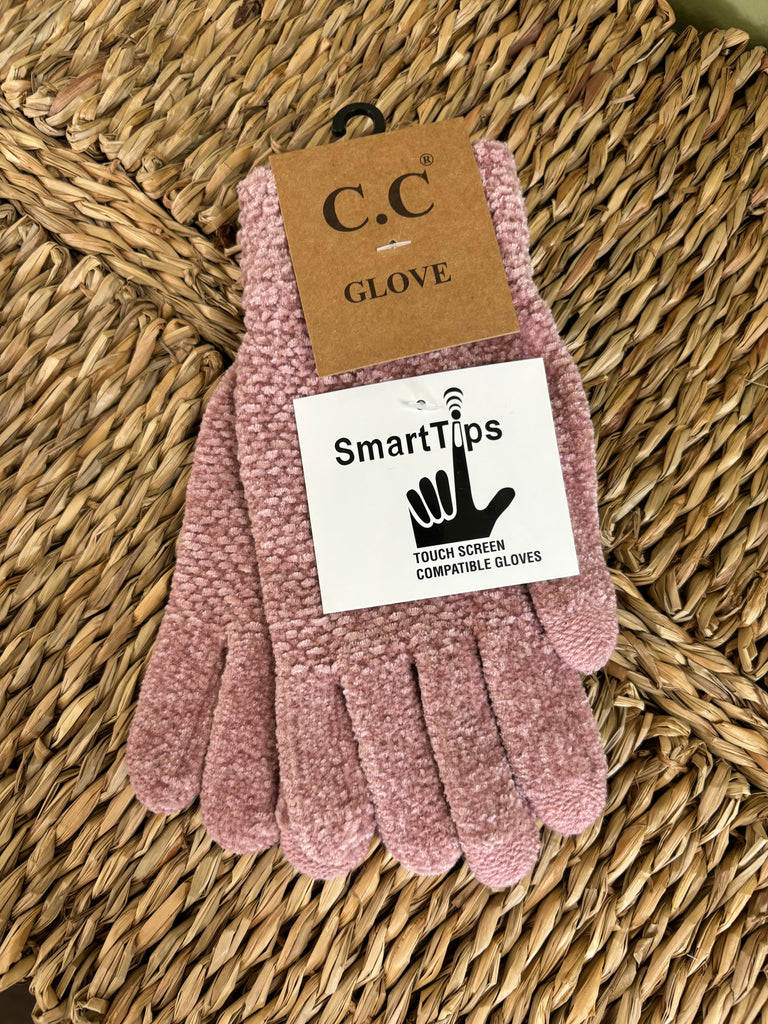 C.C Chenille Gloves - Rose