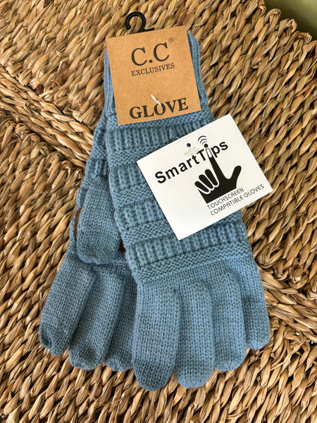 C.C Knit Gloves - Denim