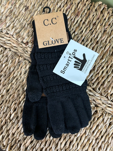 C.C Knit Gloves - Black