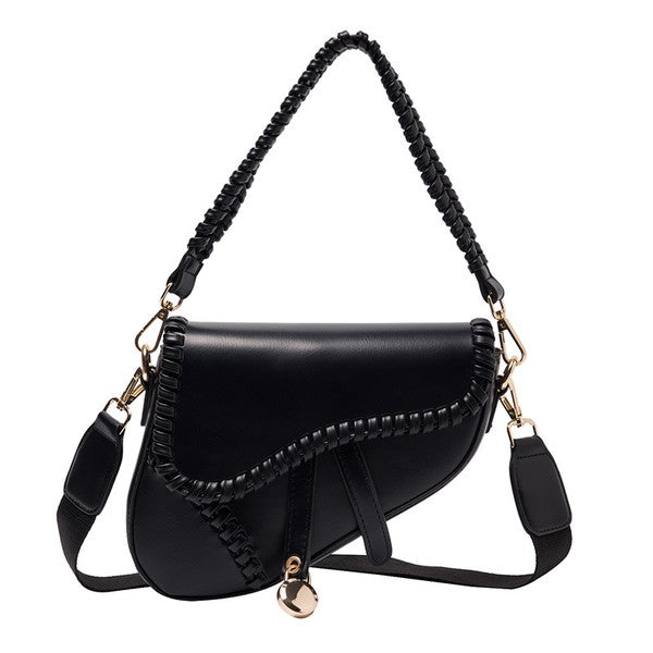 Asymmetrical Crossbody Bag - Black