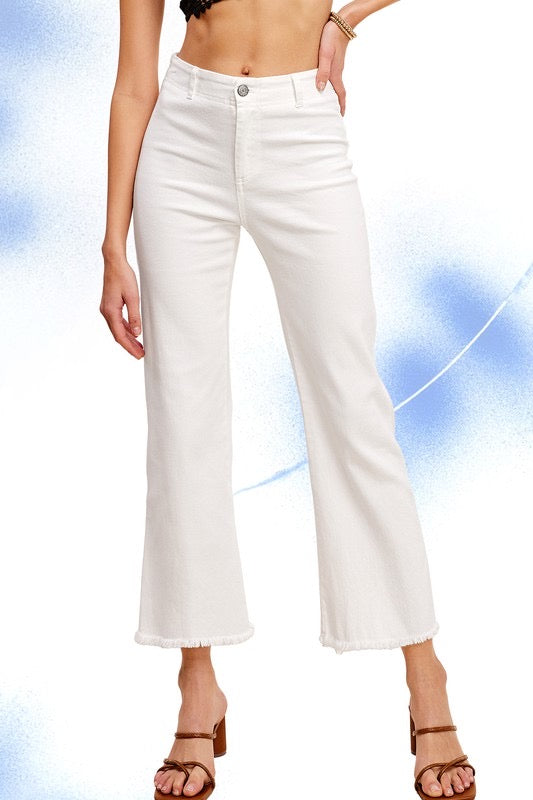 Stretchy High Rise Pants - White - SALE