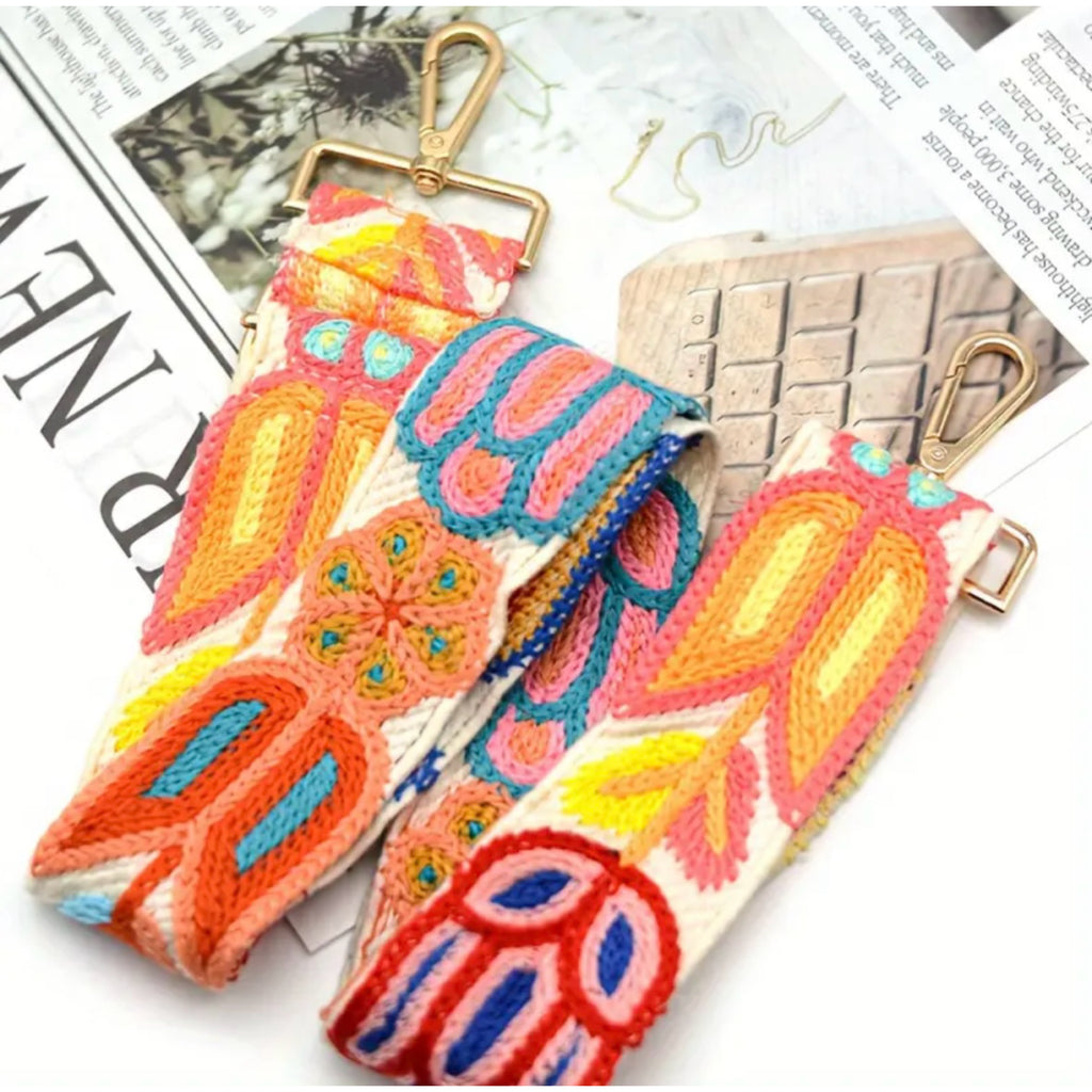 Vintage Embroidered Guitar Strap Bag Accessory - Multi