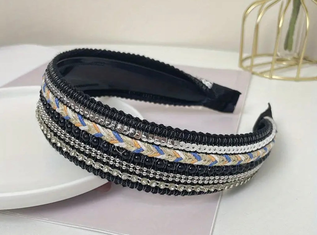 Bohemian Sequin Headband - Black