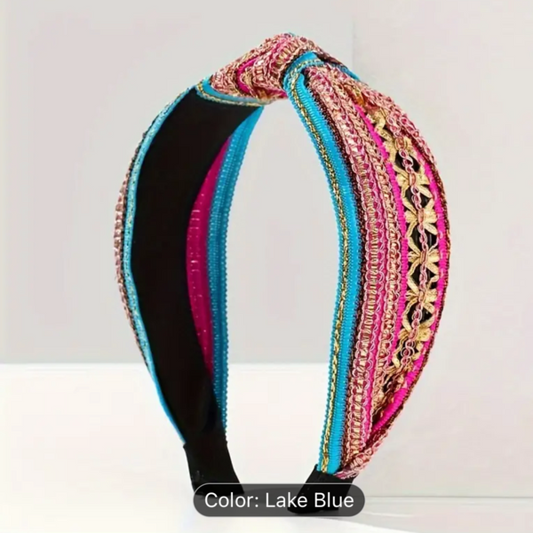 Bohemian Braided Headband - Lake Blue