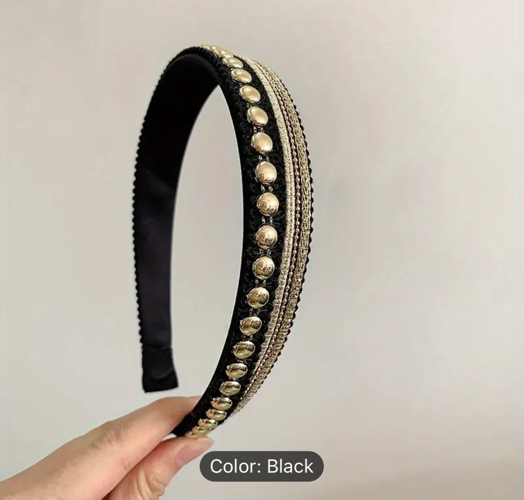 Vintage Baroque Style Headband - Black