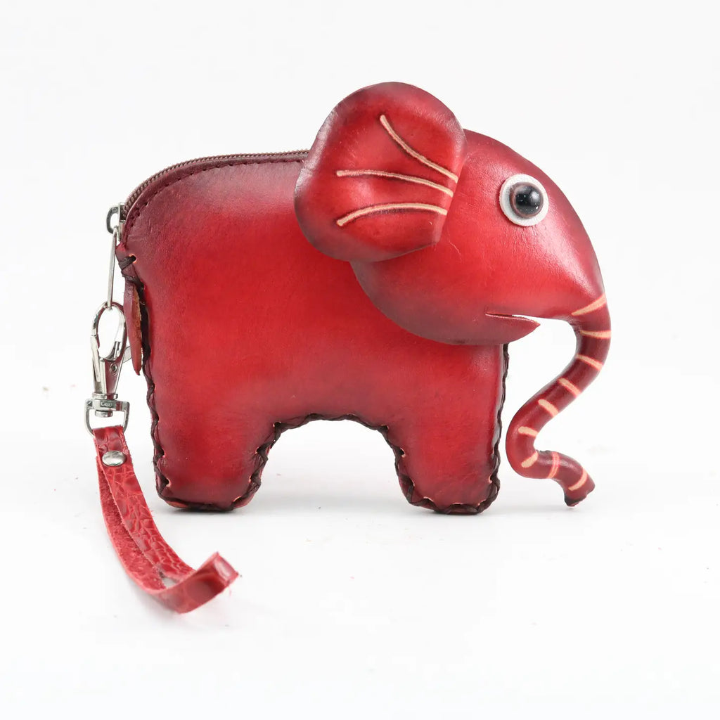 Elephant Wristlet Leather Coin Purse Wallet