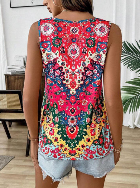 Bohemian Printed Sleeveless Top - Multi - SALE