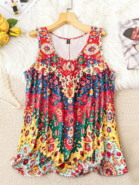 Bohemian Printed Sleeveless Top - Multi - SALE