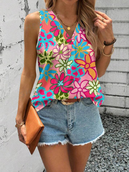 Floral V-neck Top - Multi - SALE